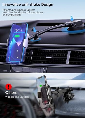 MANKIW Wireless Car Charger Built-in Infrared Sensorn 15W Dual Coil Car Charger Mount Compatible with iPhone 14/14pro/14 pro max/13/13pro/13pro MAX/12/12pro/12pro MAX, Samsung Z Fold/Z flip/S21 in Kuwait