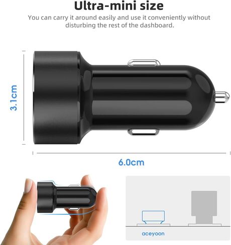 شاحن سيارة Aceyoon USB C، 18 وات PD QC3.0 شاحن حائط USB مزدوج قابس 2 منفذ C شاحن هاتف سريع USB لشحن طاقة السيارة لأجهزة iPad وSamsung Galaxy وLG وGoogle Pixel وMoto وMotorola in Kuwait