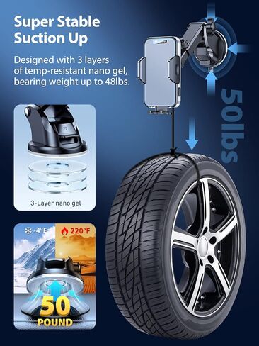 فايسيد حامل جوال للسيارة [سهل الاستخدام] 🥇حامل هاتف للسيارة فائق الثبات لجميع الموبايلات مع حافظات سميكة 3 في 1 حامل موبايل عالمي 3 في 1 in Kuwait