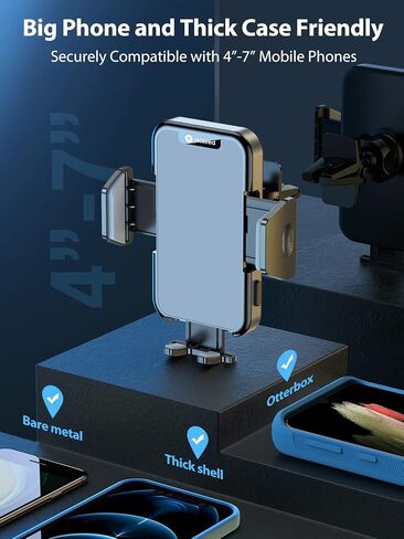 فايسيد حامل جوال للسيارة [سهل الاستخدام] 🥇حامل هاتف للسيارة فائق الثبات لجميع الموبايلات مع حافظات سميكة 3 في 1 حامل موبايل عالمي 3 في 1 in Kuwait