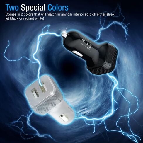 Car Charger 2 Pack, 24W Dual USB Car Charger - Black, SmartUSB Port Car Adapter Compatible iPhone 13/12/11/XR/Xs, iPad Pro/Air 2/Mini, LG, Pixel, Galaxy (Not Compatible with Quick Charge) in Kuwait