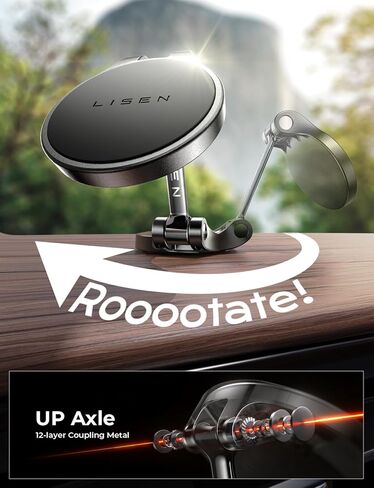 شاحن سيارة LISEN USB C وأقوى حامل هاتف محمول مغناطيسي للسيارة بزاوية 360 درجة in Kuwait