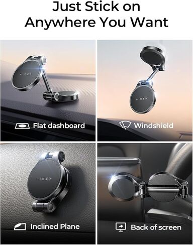 شاحن سيارة LISEN USB C وأقوى حامل هاتف محمول مغناطيسي للسيارة بزاوية 360 درجة in Kuwait