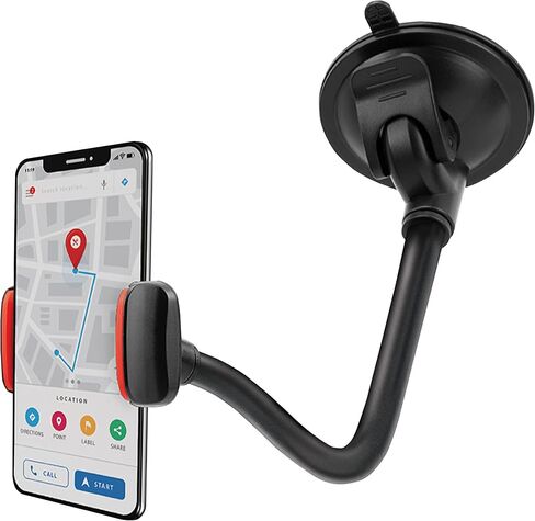 CHARGEWORX حامل الزجاج الأمامي للهواتف الذكية | حامل الهاتف الخليوي اللاسلكي للسيارات والمركبات | ذراع مرن مقاس 14.75 بوصة | قبضة آمنة ومضادة للانزلاق وحامل بزاوية 360 درجة | صدمات مضادة للطرق، المنعطفات الحادة، متينة in Kuwait