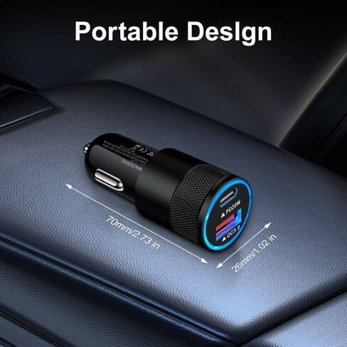 محول شاحن سيارة USB C، [PD20W & QC 18W] شاحن ولاعة السجائر شاحن سيارة سريع الشحن مع كابل USB C إلى USB C بطول 6 أقدام لهاتف iPhone 15/15 Pro/15 Pro Max، Samsung Galaxy S23 /S22/21/20، A54 in Kuwait