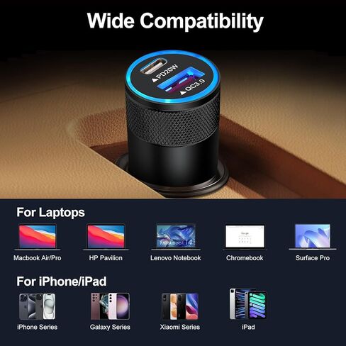 محول شاحن سيارة USB C، [PD20W & QC 18W] شاحن ولاعة السجائر شاحن سيارة سريع الشحن مع كابل USB C إلى USB C بطول 6 أقدام لهاتف iPhone 15/15 Pro/15 Pro Max، Samsung Galaxy S23 /S22/21/20، A54 in Kuwait