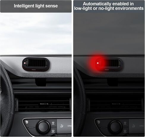 Shudyear Car Solar Power Simulated Dummy Alarm，New Model&Brighter & Clearer，Anti-Theft LED Flashing Security Light Fake lamp with USB Charger Port，2PCS (Red & Blue) in Kuwait
