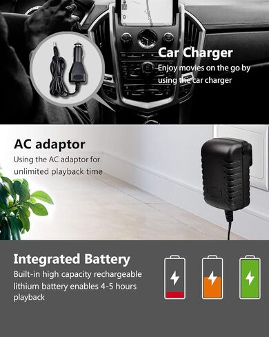 مشغل DVD محمول للسيارة UEME مع شاشة عرض دوارة عالية الدقة مقاس 10.1 بوصة، شاحن سيارة، يدعم CD/DVD/بطاقة SD/USB، حامل مسند رأس السيارة، تصميم أزرار محسّن in Kuwait