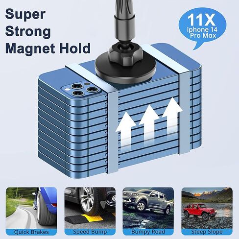 Cup Phone Holder for Car, Magnetic – Compatible with MagSafe, Secure Magnetic Mount, Stability-Enhanced Expandable Base, Flexible Reinforced Gooseneck, Works with iPhone, Galaxy, Pixel [Not Charger] in Saudi Arabia