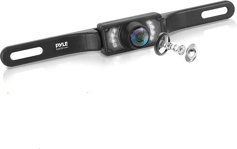 Pyle PLCM10 Rear View Backup Parking Reverse Camera, License Plate Mount, Weatherproof, Night Vision, Distance Scale Lines, Swivel Angle Adjustable Cam in Saudi Arabia