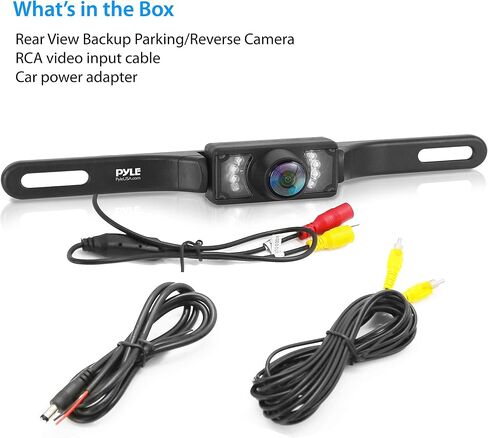 Pyle PLCM10 Rear View Backup Parking Reverse Camera, License Plate Mount, Weatherproof, Night Vision, Distance Scale Lines, Swivel Angle Adjustable Cam in Saudi Arabia