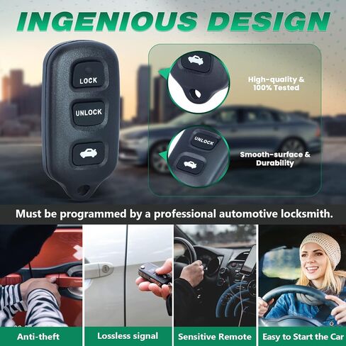 Beefunny Remote Control Car Key Fob 315MHz for Toyota Camry Solara 2002-2006 FCC ID: GQ43VT14T (1) in Kuwait