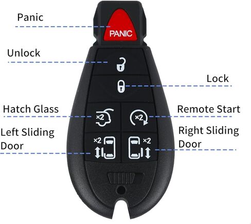 QUBANGGA دخول بدون مفتاح عن بعد استبدال مفتاح Fob Clicker Transmitter مناسب لـ Grand Caravan Town & Country 7 أزرار M3N5WY783X IYZ-C01C مجموعة من 2 in Kuwait