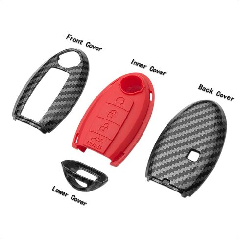 جراب TANGSEN Key Fob غطاء أزرق متوافق مع سلسلة Infiniti EX FX X G JX M Q QX لنيسان ألتيما كوبيه أرمادا GTR ماكسيما مورانو كروس كابريوليت روج سينترا فيرسا 4 أزرار للتحكم عن بعد للدخول بدون مفتاح in Kuwait