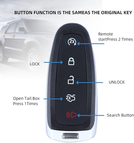 جهاز تحكم عن بعد ذكي للدخول بدون مفتاح مناسب لسيارة فورد ايدج اكسبلورر 2011-2015، فليكس فوكس توروس 2013-2019 ولينكولن MKX MKS MKT بديل P/N: M3N5WY8609 ID46 315Mhz، قطعة واحدة in Kuwait