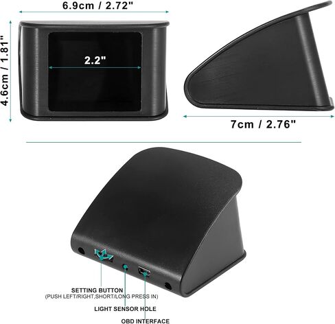 X AUTOHAUX Universal Car 2.2 بوصة HUD Head Up Display Digital Speedometer متعدد الوظائف مجموعة جهاز عرض السرعة in Saudi Arabia