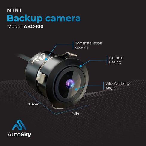 اوتوسكي كاميرا احتياطية عكسية HD بزاوية رؤية واسعة، كاميرا رؤية خلفية عالمية للسيارة - خياران للتركيب - إرشادات قابلة للازالة - صورة عاكسة او غير عاكسة in Kuwait