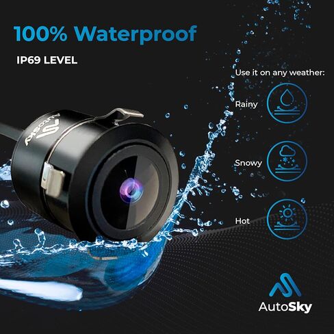اوتوسكي كاميرا احتياطية عكسية HD بزاوية رؤية واسعة، كاميرا رؤية خلفية عالمية للسيارة - خياران للتركيب - إرشادات قابلة للازالة - صورة عاكسة او غير عاكسة in Kuwait