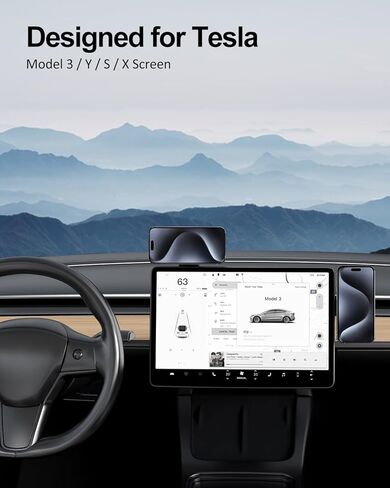 ZKJAYOE لحامل هاتف السيارة MagSafe، حامل هاتف مغناطيسي عالمي لطراز Tesla 3 Y X S، الكمبيوتر المحمول، جميع الشاشات، ملحقات Tesla Model 3 Y، يناسب جميع هواتف iPhone 15 Pro Max 14 13 12 Samsung in Kuwait
