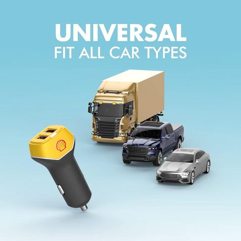 Shell Mini Car Charger 24W Fast Charge Dual Port USB Adapter with LED Indicator, Fast Charging for iPhone Pro/Max/Mini, iPad Air/Mini, Android & USB Gadgets in Kuwait