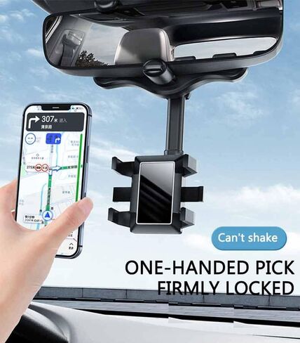 DAFUZ 360°Rotatable and Retractable Car Phone Holder, Car Rearview Mirror Phone Holder, Multifunctional Adjustable Phone Holder, Universal Phone Navigation GPS Holder for All Mobile in Kuwait