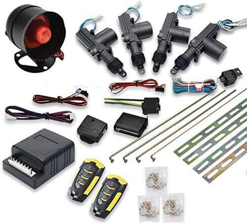 Maso Car Remote Central Locking Kit 4 Doors Keyless Entry System + Anti-Theft Alarm Immobiliser System with Shock Sensor Universal Fits for All Car in Kuwait