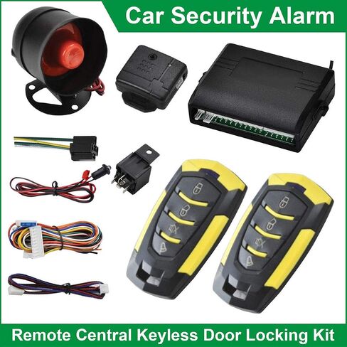 Maso Car Remote Central Locking Kit 4 Doors Keyless Entry System + Anti-Theft Alarm Immobiliser System with Shock Sensor Universal Fits for All Car in Kuwait