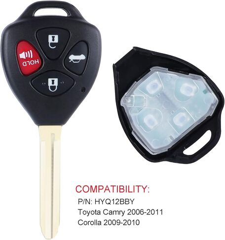 مفتاح تحكم عن بعد بديل لسيارة تويوتا كامري 2007-2010 / كورولا 2009-2010 بدون مفتاح شفرة مفتاح غير مقطوع FCCID: HYQ12BBY 4D67 رقاقة (عبوة من قطعتين) in Kuwait