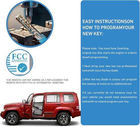 جهاز التحكم عن بعد للدخول بدون مفتاح مفتاح مفتاح يناسب جراند شيروكي / كوماندر / ليبرتي، دودج ماغنوم / الشاحن / دوراانجو، كرايسلر 300، يستخدم 4 أزرار OHT692427AA KOBDT04A (عبوة من قطعتين) in Kuwait