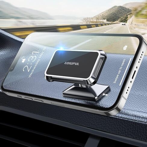 ADIUPUL Magnetic Phone Holder for Car Metal 2023 Update Magnetic Car Mount Built-in 8X Magnet Dashboard Car Mount 360° Rotation Adjustable Compatible with iPhone 13 12 11 Galaxy S20 All Phone Black in Kuwait