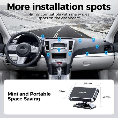 ADIUPUL Magnetic Phone Holder for Car Metal 2023 Update Magnetic Car Mount Built-in 8X Magnet Dashboard Car Mount 360° Rotation Adjustable Compatible with iPhone 13 12 11 Galaxy S20 All Phone Black in Kuwait