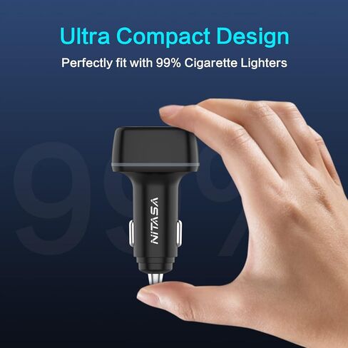 شاحن سيارة USB C، شاحن سيارة NITASA 90W 3 منافذ PD 3.0 & QC 30W (PPS) LED نوع C ولاعة سجائر محول شحن سريع لهاتف iPhone 14/14 Pro/13/15 Pro Max، iPad، Samsung S22/S21/S23، Pixel 7 8 برو in Kuwait