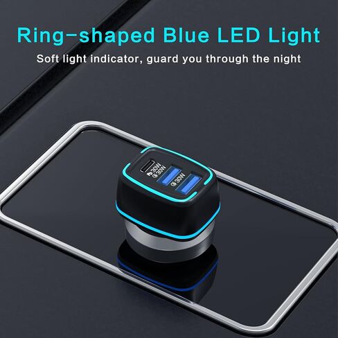 شاحن سيارة USB C، شاحن سيارة NITASA 90W 3 منافذ PD 3.0 & QC 30W (PPS) LED نوع C ولاعة سجائر محول شحن سريع لهاتف iPhone 14/14 Pro/13/15 Pro Max، iPad، Samsung S22/S21/S23، Pixel 7 8 برو in Kuwait