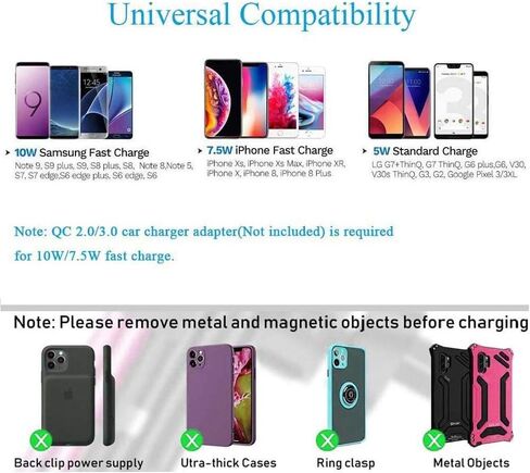 شاحن سيارة لاسلكي من leQuiven متوافق مع iPhone 13/12/11 Pro Mini SE 8P، سامسونج جالاكسي S20 S10 S9 S8 S7 Note10، حامل هاتف بمشبك فتحة CD & Air Vent Clip Phone Mount، Qi شحن Auto Clamping in Kuwait