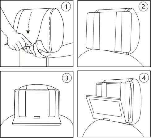 Hikig Car Headrest Mount Holder Strap for Swivel and Flip Style Portable DVD Player - 7 Inch to 11.5 Inch Screen in Kuwait