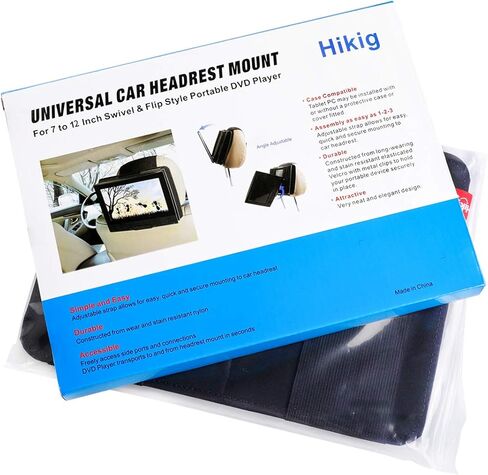 Hikig Car Headrest Mount Holder Strap for Swivel and Flip Style Portable DVD Player - 7 Inch to 11.5 Inch Screen in Kuwait