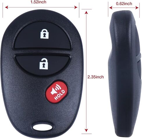 Key Fob Keyless Entry Remote Control fits for 2004-2016 Toyota Sienna Tacoma Tundra Sequoia ( GQ43VT20T 3 Btn ) Set of 2 in Kuwait