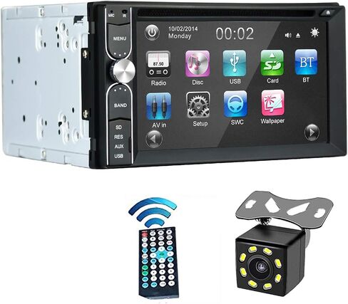 كاميرا احتياطية مجانية من EZoneTronics مرفقة + مزدوجة Din Car Stereo DVD Player Radio Bluetooth 2 Din Capacitive Touch Screen Support USB SD 1080P جهاز تحكم عن بعد متعدد اللغات in Kuwait
