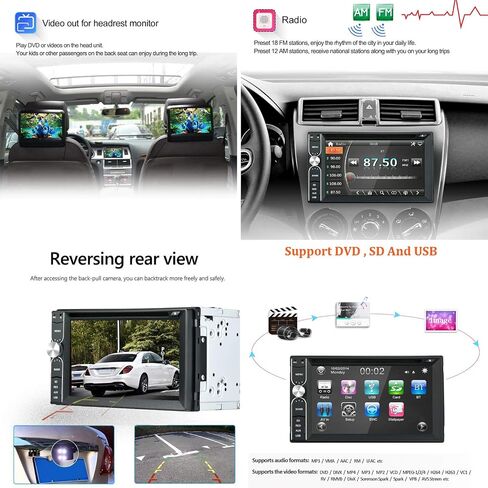 كاميرا احتياطية مجانية من EZoneTronics مرفقة + مزدوجة Din Car Stereo DVD Player Radio Bluetooth 2 Din Capacitive Touch Screen Support USB SD 1080P جهاز تحكم عن بعد متعدد اللغات in Kuwait