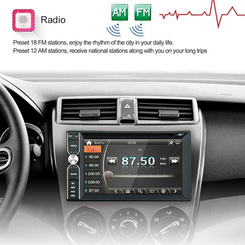 كاميرا احتياطية مجانية من EZoneTronics مرفقة + مزدوجة Din Car Stereo DVD Player Radio Bluetooth 2 Din Capacitive Touch Screen Support USB SD 1080P جهاز تحكم عن بعد متعدد اللغات in Kuwait