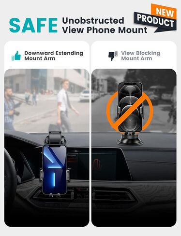eSamcore Phone Mount for Car, 2 in 1 Car Phone Holder Mount for Dashboard and Air Vent, Suction Cup Cell Phone Car Mount for iPhone Samsung Cell Phones in Kuwait