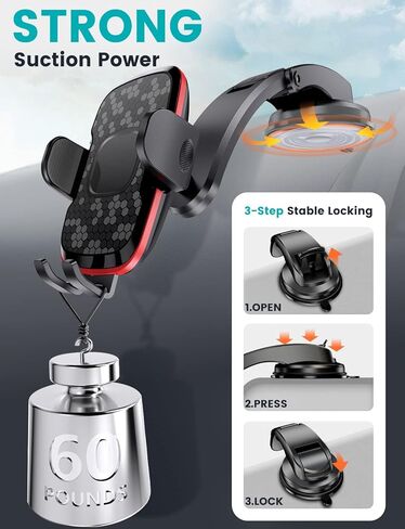 eSamcore Phone Mount for Car, 2 in 1 Car Phone Holder Mount for Dashboard and Air Vent, Suction Cup Cell Phone Car Mount for iPhone Samsung Cell Phones in Kuwait