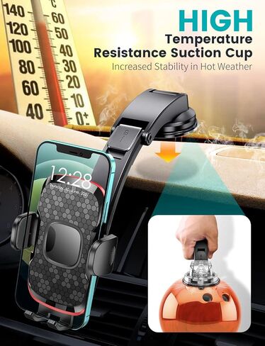 eSamcore Phone Mount for Car, 2 in 1 Car Phone Holder Mount for Dashboard and Air Vent, Suction Cup Cell Phone Car Mount for iPhone Samsung Cell Phones in Kuwait