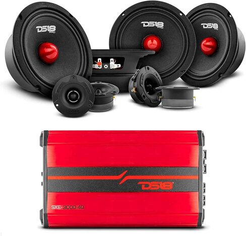 حزمة مكبرات الصوت للسيارة DS18 4X PRO-GM6B مكبرات صوت متوسطة المدى مقاس 6.5 بوصة + 4X PRO-TWX1/BK مكبرات صوت فائقة الرصاص من الألومنيوم + مكبر صوت 4 قنوات - حزمة مكونات صوت السيارة لمكبرات الصوت PRO in Saudi Arabia
