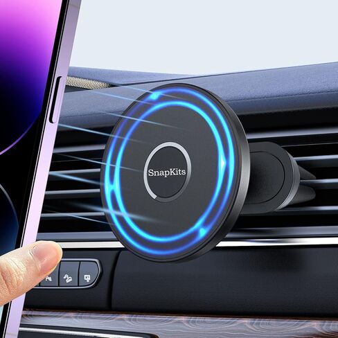 Ciencimy Compatible with Magsafe Car Mount, SnapKit Strong Magnet [Dual Clip ] Car Vent Phone Mount with Metal Plate Compatible for iPhone12/13/14 Series and Most Mobile Phones in Kuwait