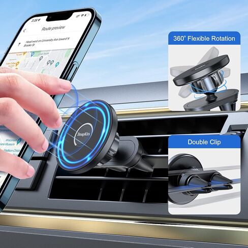 Ciencimy Compatible with Magsafe Car Mount, SnapKit Strong Magnet [Dual Clip ] Car Vent Phone Mount with Metal Plate Compatible for iPhone12/13/14 Series and Most Mobile Phones in Kuwait