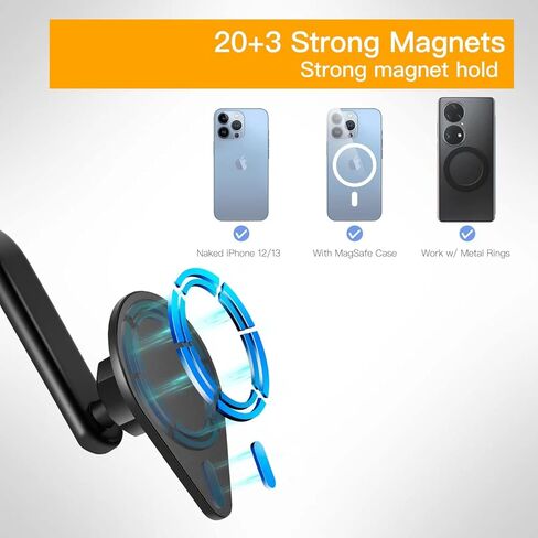 enGMOLPHY Magnetic Phone Mount for Car, Dashboard Magsafe Car Mount [Super Suction Cup], Universal Handsfree Dash Cell Phone Holder Car, Fit for iPhone 13/12 Pro Max Mini Magsafe Case & All Phones in Kuwait