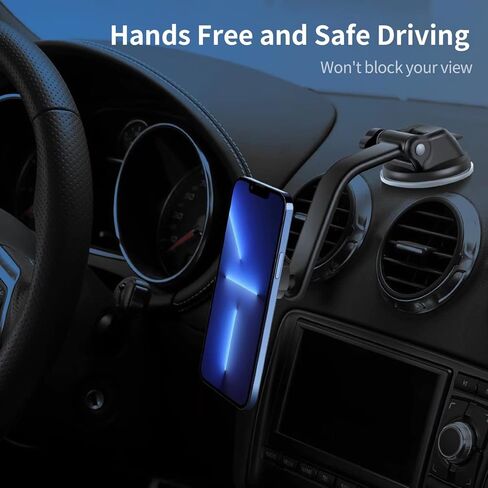 enGMOLPHY Magnetic Phone Mount for Car, Dashboard Magsafe Car Mount [Super Suction Cup], Universal Handsfree Dash Cell Phone Holder Car, Fit for iPhone 13/12 Pro Max Mini Magsafe Case & All Phones in Kuwait