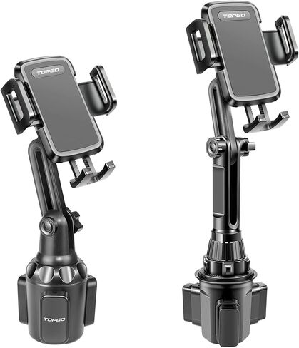 TOPGO Cup Holder Phone Holder, [ Adjustable Pole] Car Cup Holder Phone Mount, Cell Phone Cradle for iPhone, Samsung and More Smart Phone(Black) in Kuwait