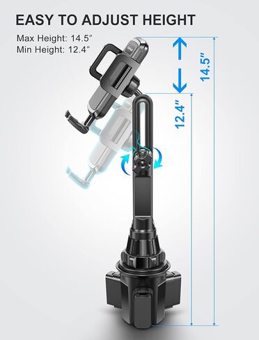 TOPGO Cup Holder Phone Holder, [ Adjustable Pole] Car Cup Holder Phone Mount, Cell Phone Cradle for iPhone, Samsung and More Smart Phone(Black) in Kuwait